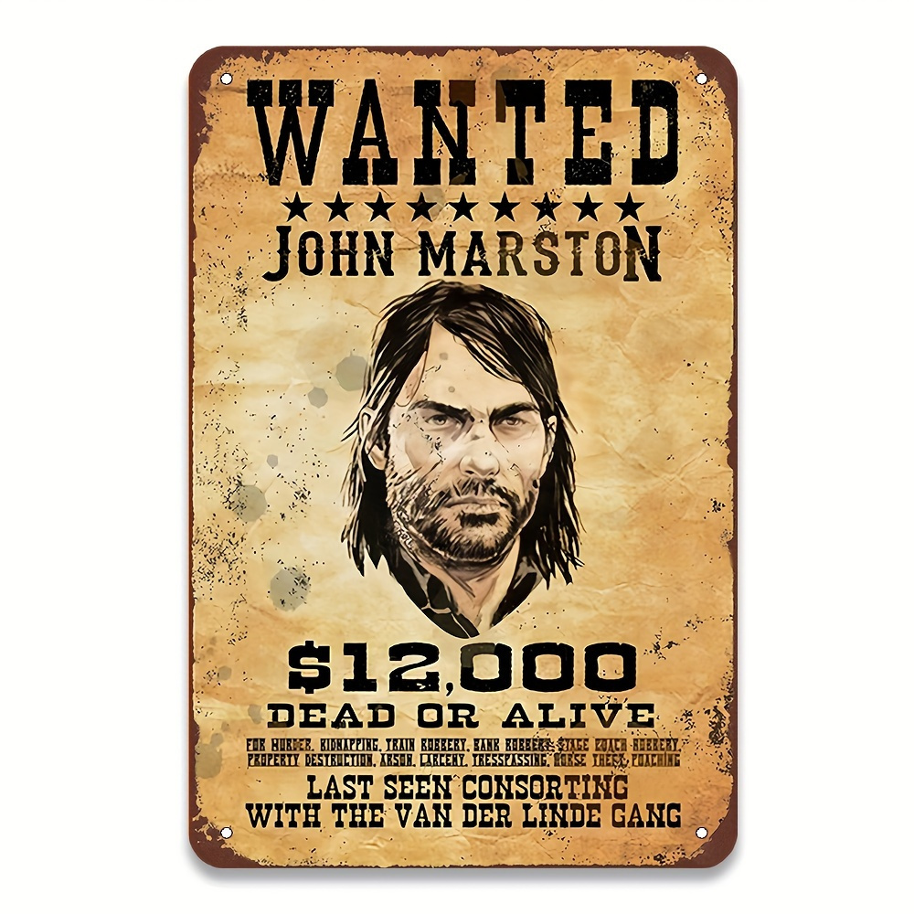 Vintage Collectible Plates - John Marston Gezochte Vluchteling Metalen Tin