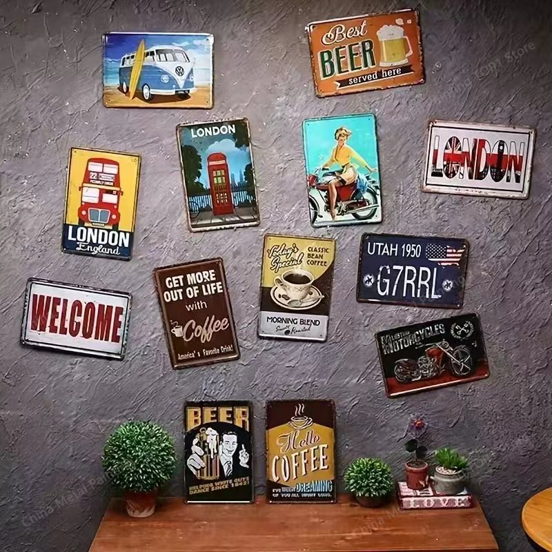 Vintage metalen bord in 2D-sti - Vintage Collectible Plates recensie en prijs